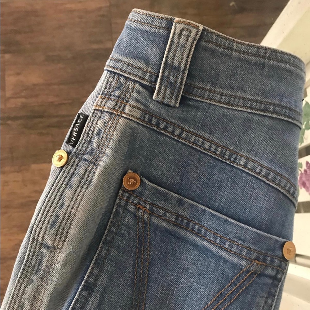 Versace high rise light blue slim fit jeans - Picture 5 of 14